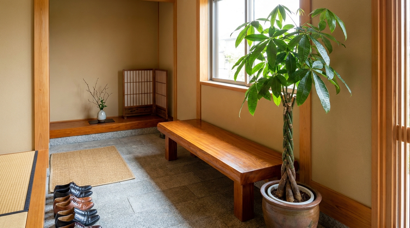 玄関にパキラを置くのは風水的にあり？